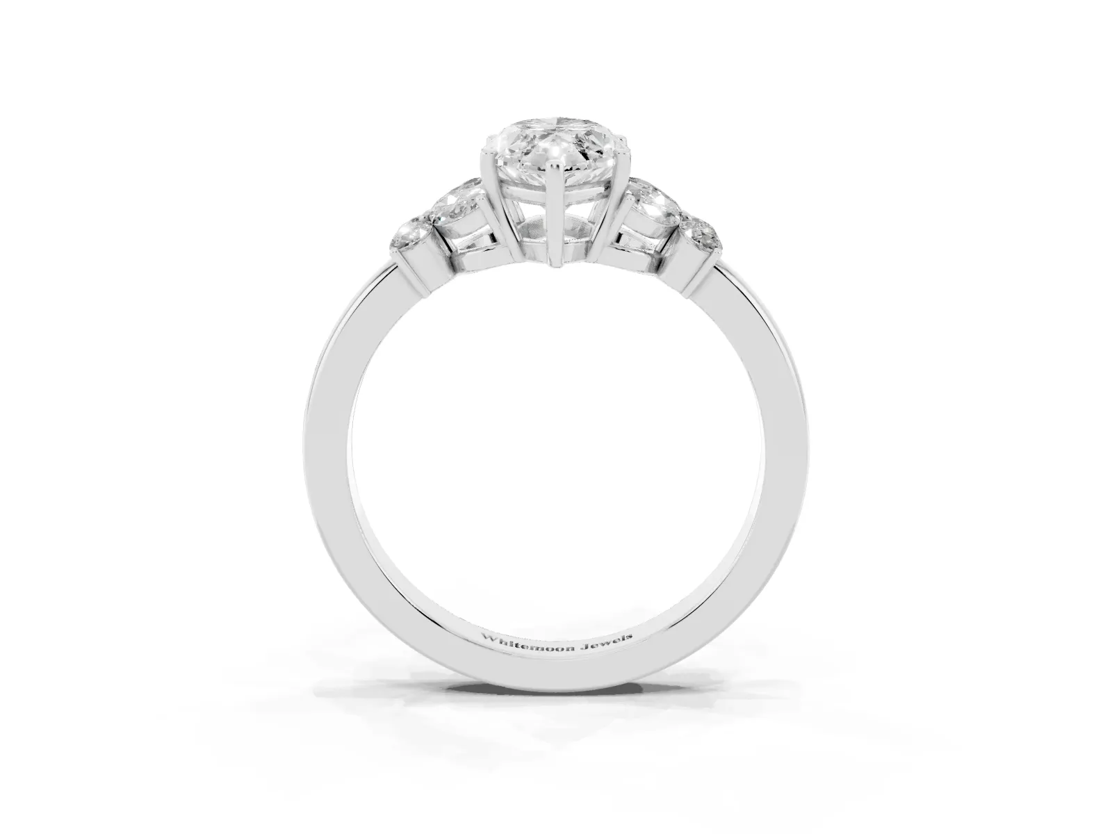 Marquise Cut Cut Solitaire Floral Diamond Ring with Four-Prong Setting Platinum