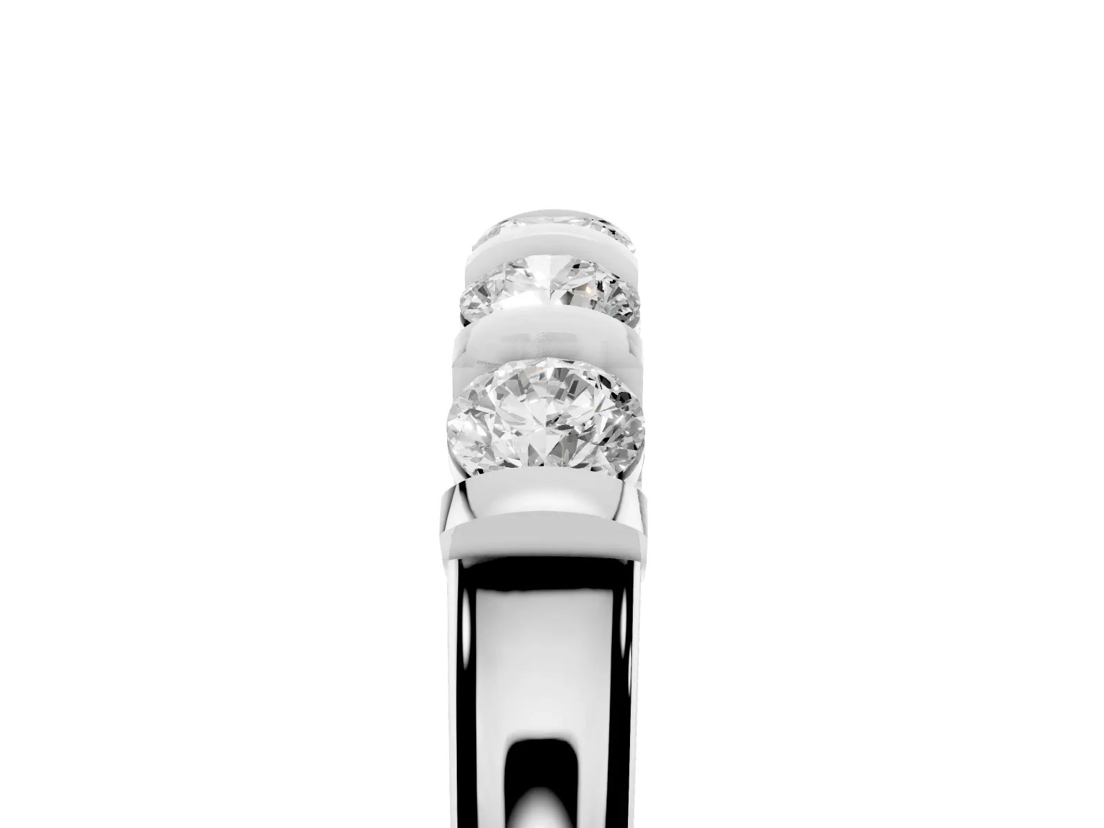 Five-Stone Round Diamond Half-Eternity Bar-Set Ring Silver