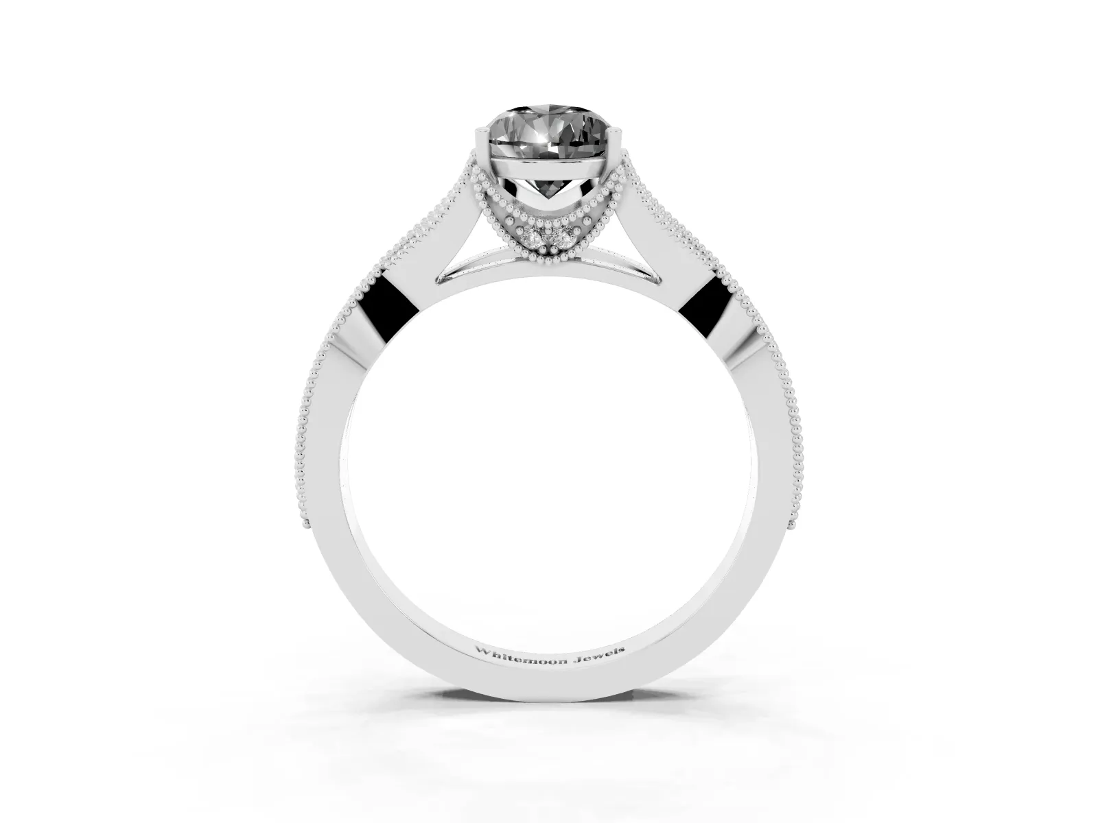 Fancy Black Pear Cut Cut Diamond Twisted Band with Milgrain Pave Setting and Four-Prong Setting Platinum