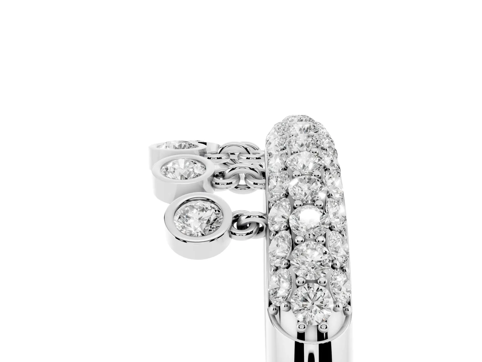 Round Diamond Dangle Promise Ring with Round Diamond Pavé Silver