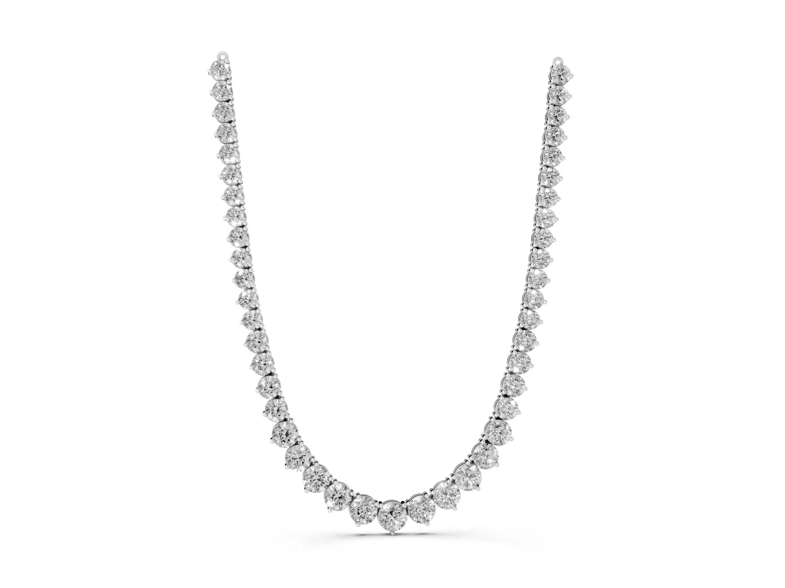 Round Diamond Tennis Necklace with Three-Prong Setting White gold