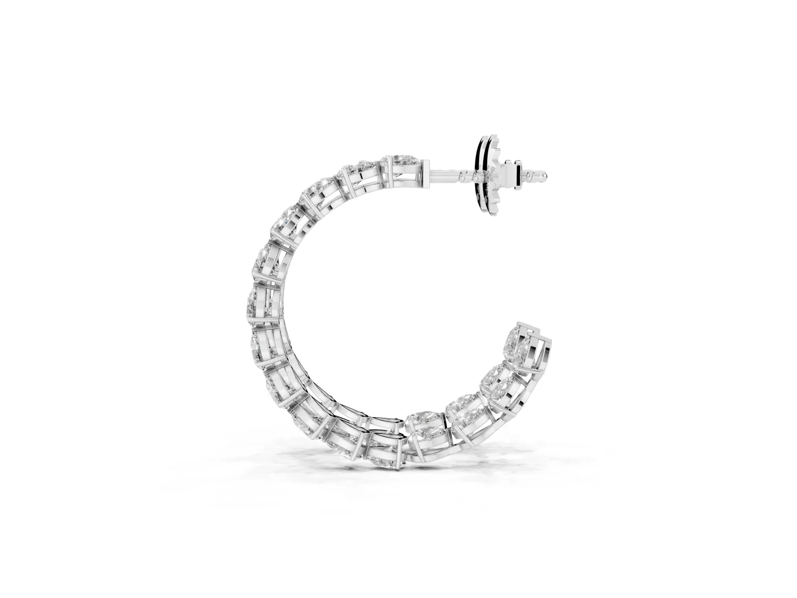 Pear Diamond Open Hoop Earrings Platinum