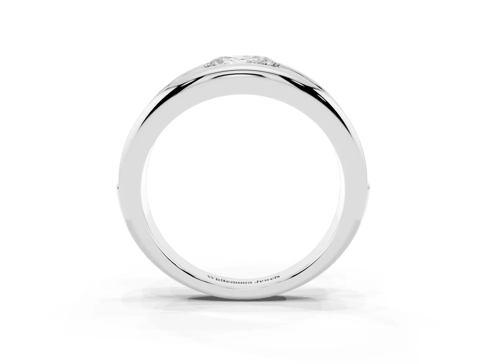 Oval Diamond Mens Ring with Round Diamond Accents Platinum