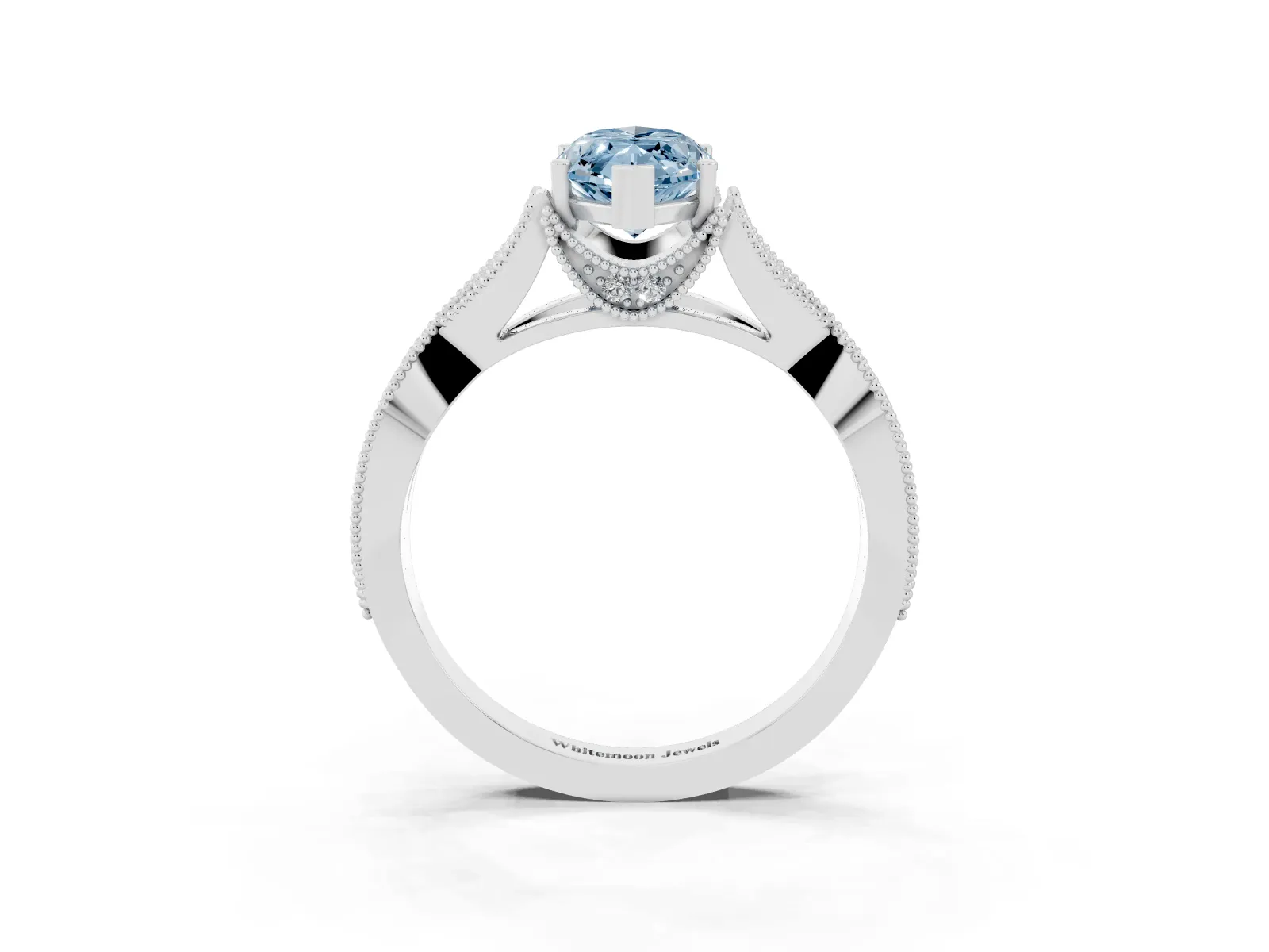 Fancy Blue Marquise Cut Cut Diamond Twisted Band with Milgrain Pave Setting and Four-Prong Setting Platinum
