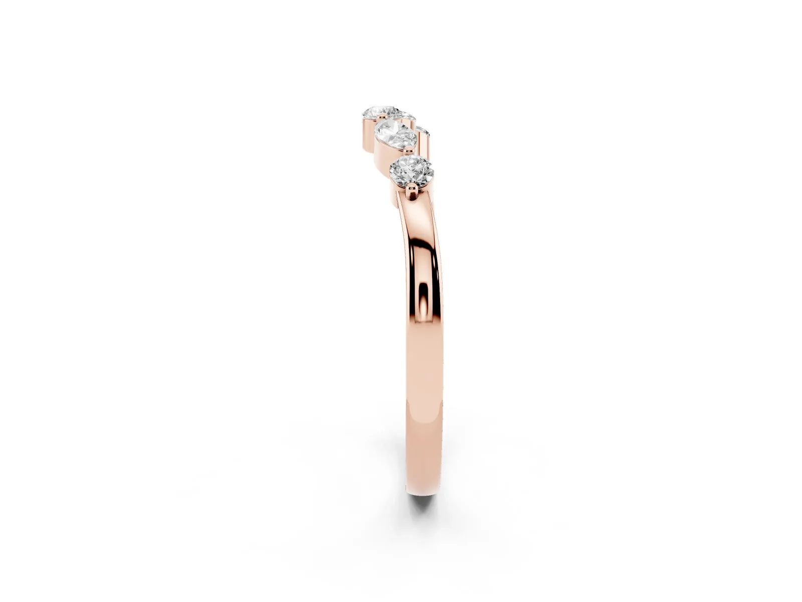 Round and Marquise Diamond Half Eternity Band with Prong Setting Rose gold