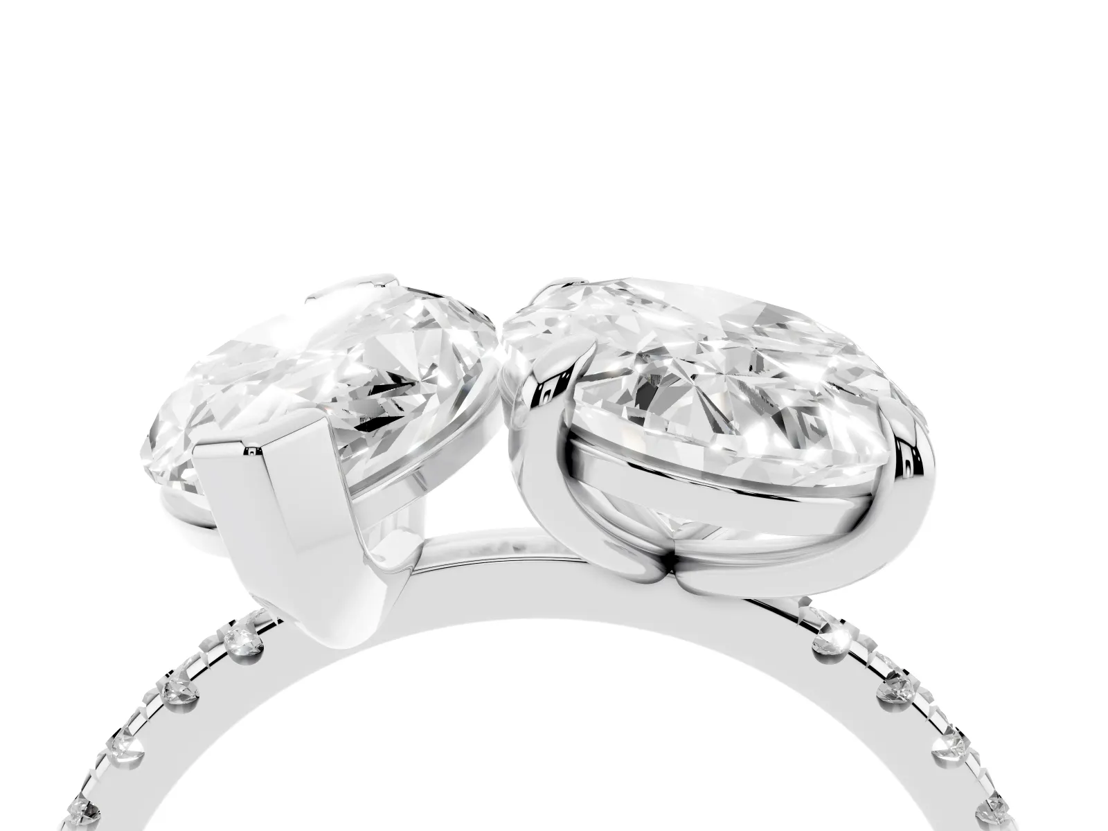 Oval and Marquise Toi Moi Ring with Prong Setting and Pave Band Silver