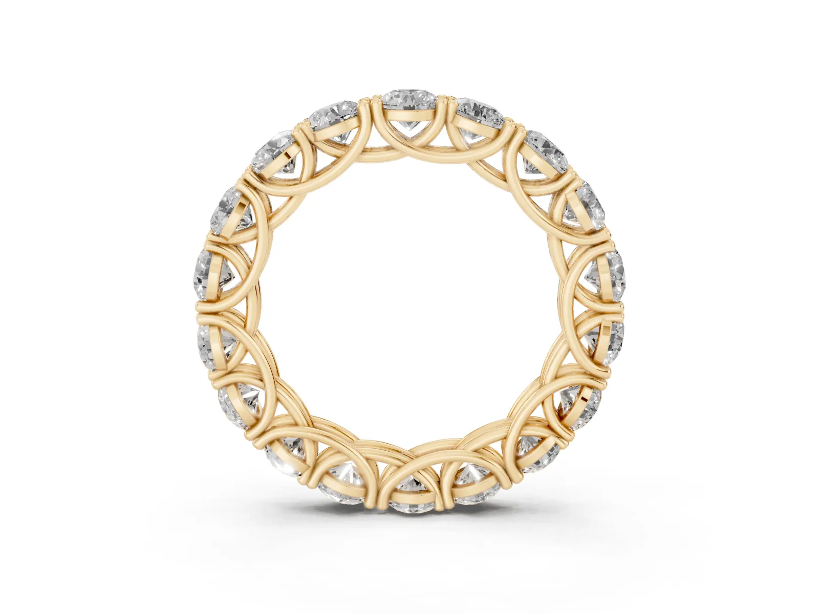 Round Diamond Woven Full Eternity Band Yellow gold
