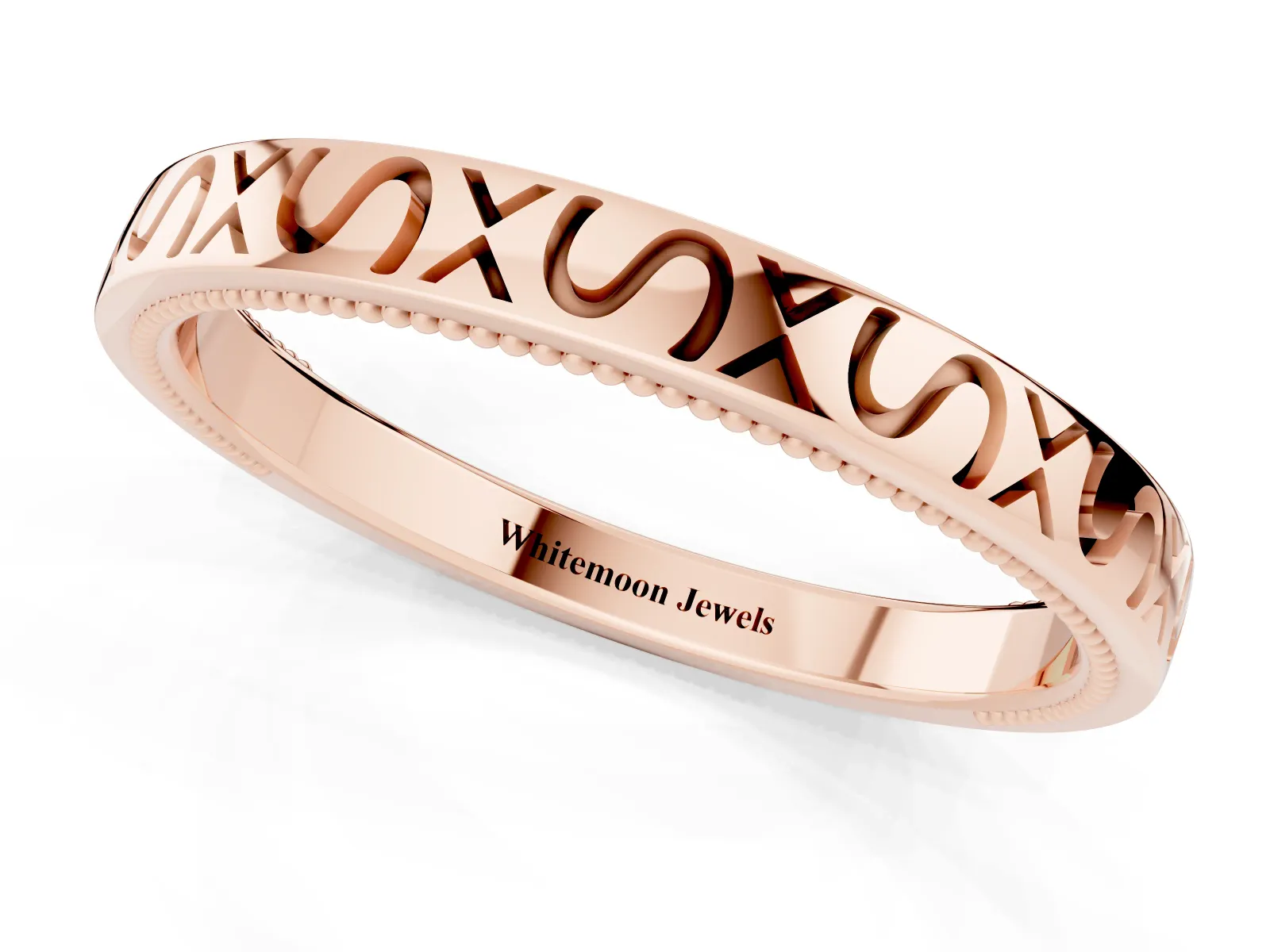 Vintage Engraved Milgrain Band Rose gold