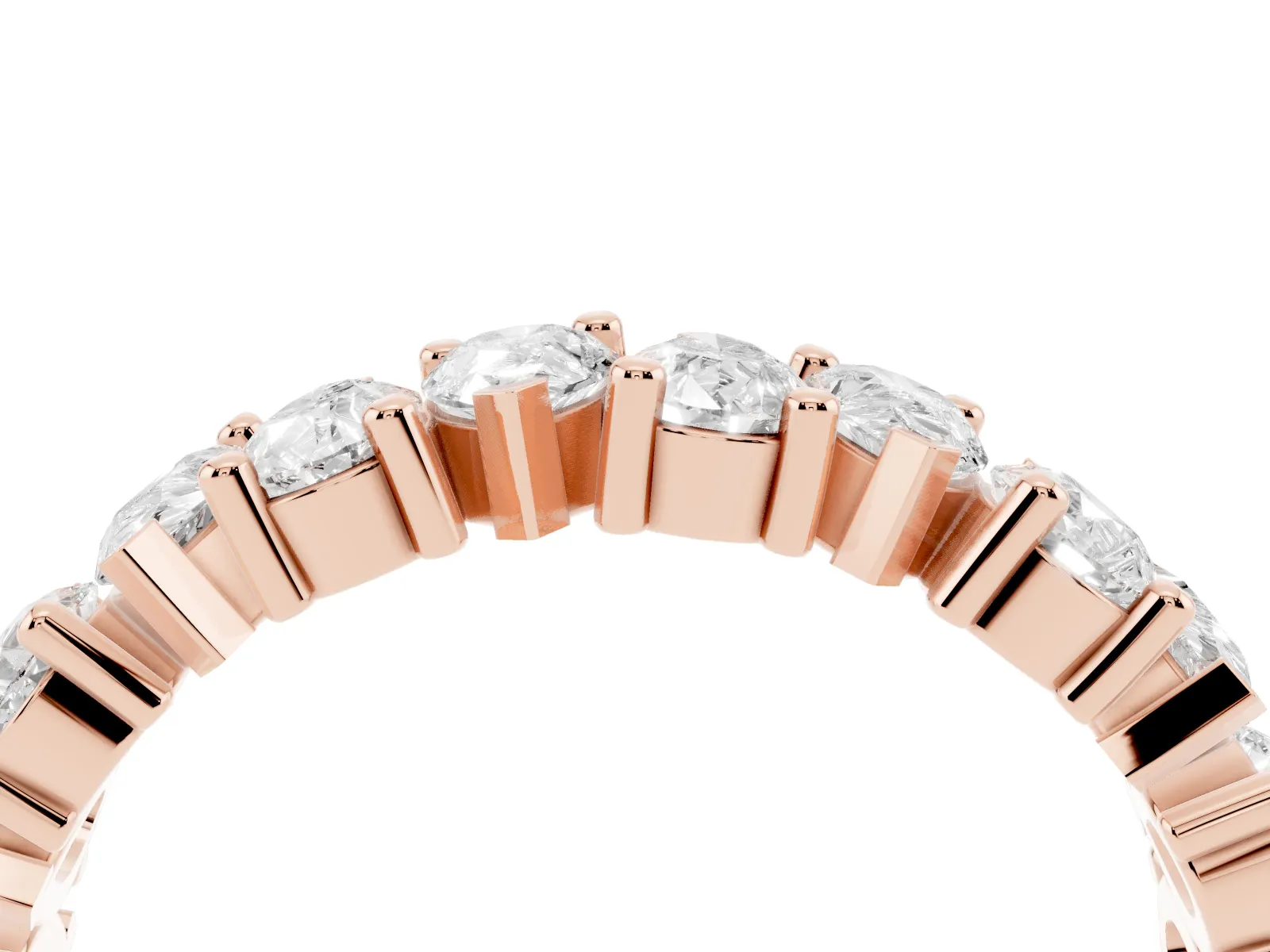 Pear Diamond Shared Prong Eternity Band Rose gold