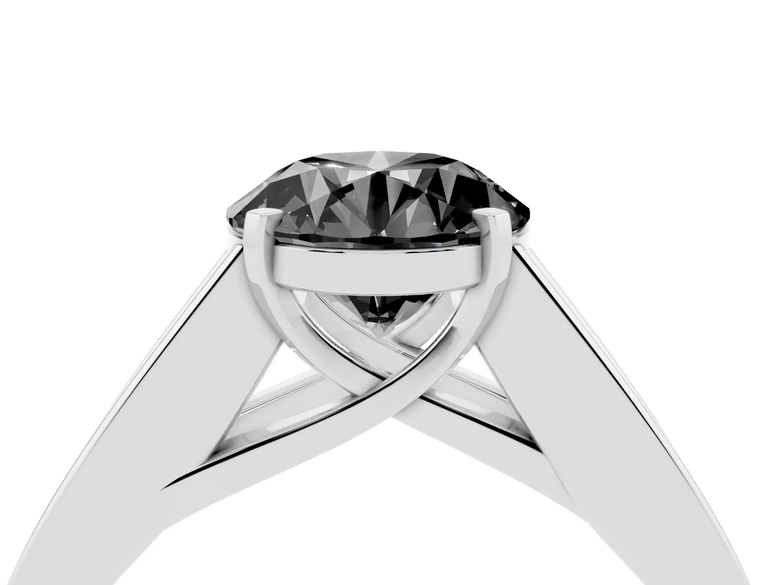 Fancy Black Round Cut Cut Channel Set Solitaire Ring with Four-Prong Setting Platinum