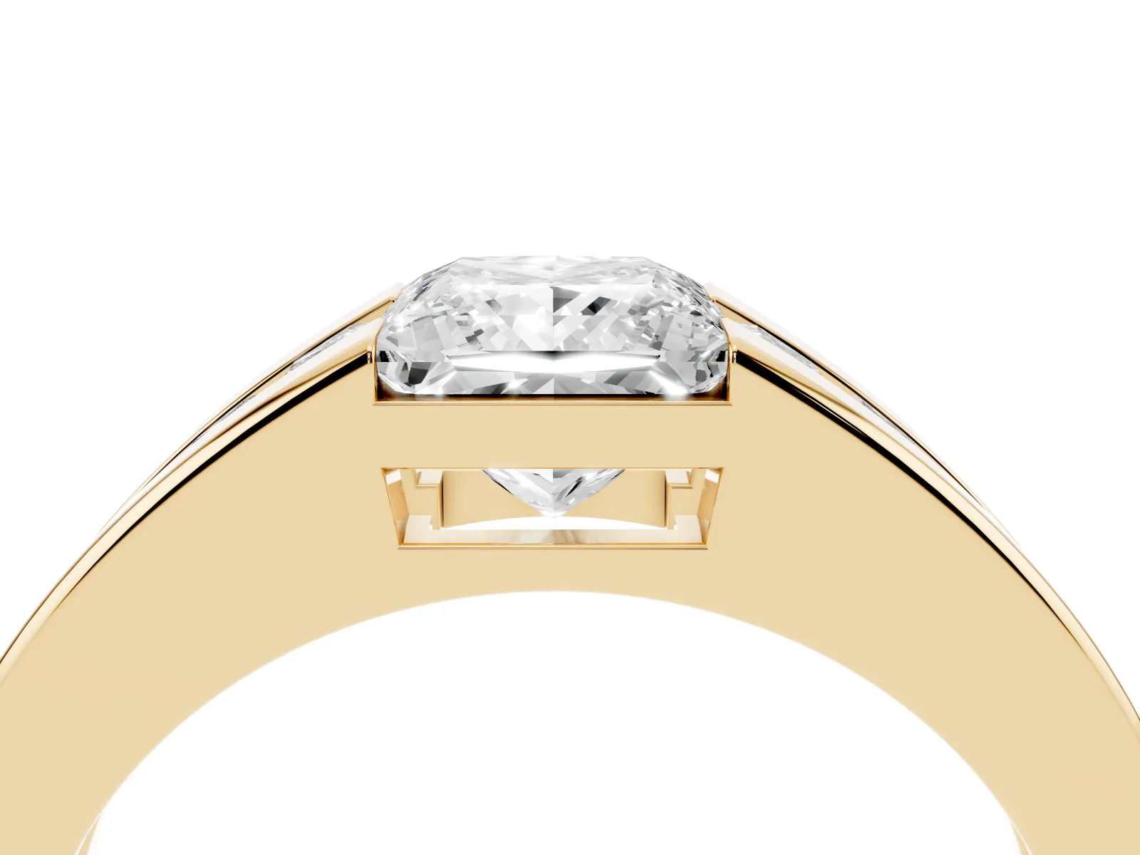 Princess Diamond Channel Set Mens Ring Yellow gold