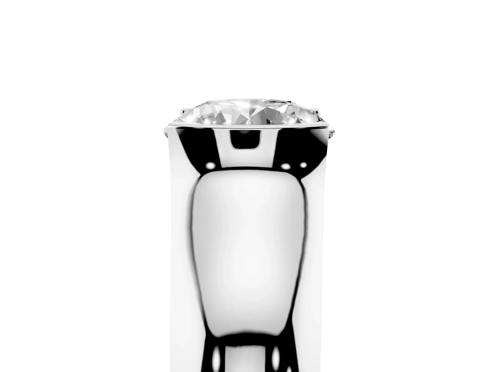 Round Cut Solitaire Bezel Set Diamond Ring with Wide Band Platinum