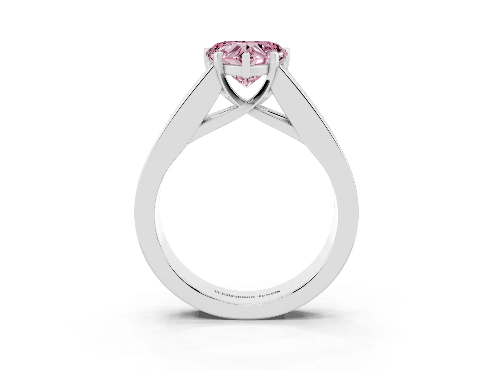 Fancy Pink Heart Cut Cut Channel Set Solitaire Ring with Four-Prong Setting White gold