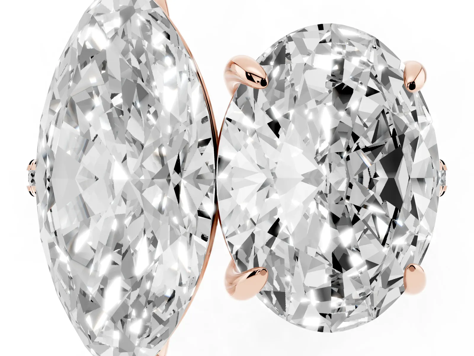 Oval and Marquise Toi Moi Ring with Prong Setting and Pave Band Rose gold