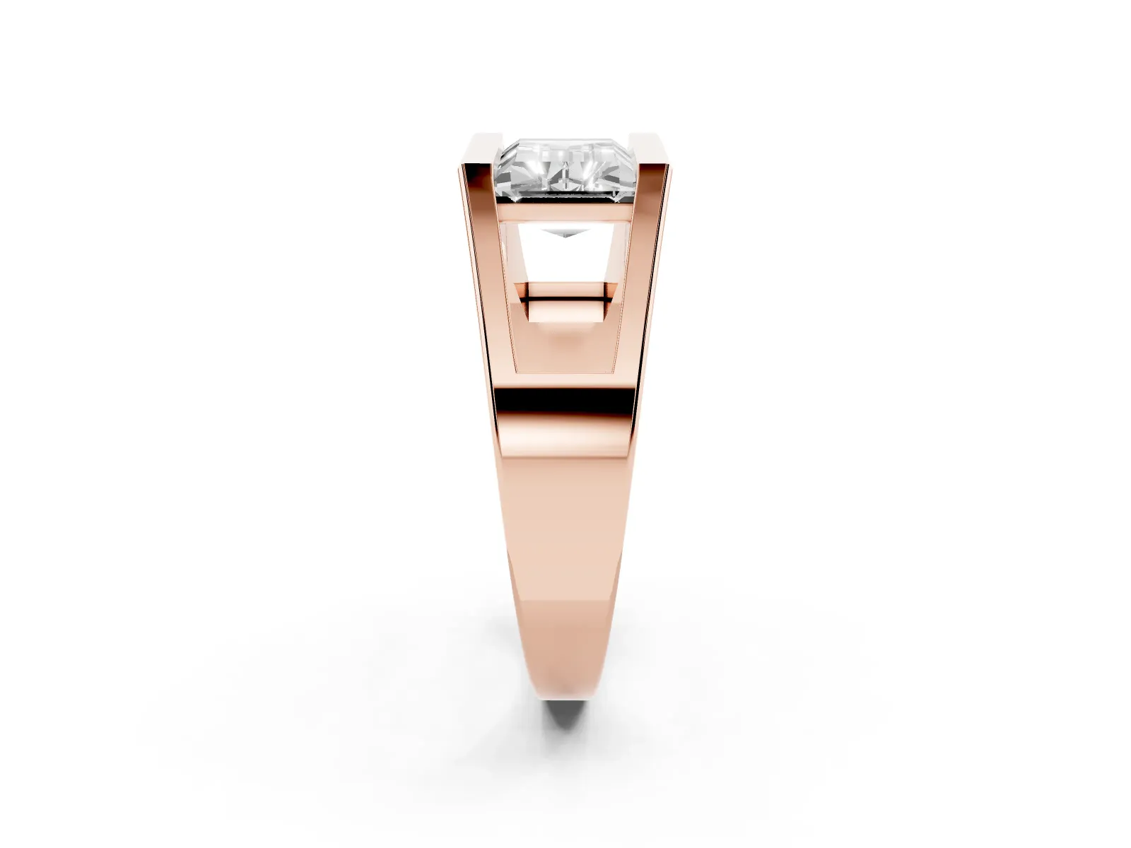 Baguette Diamond Geometric Solitaire Ring Rose gold