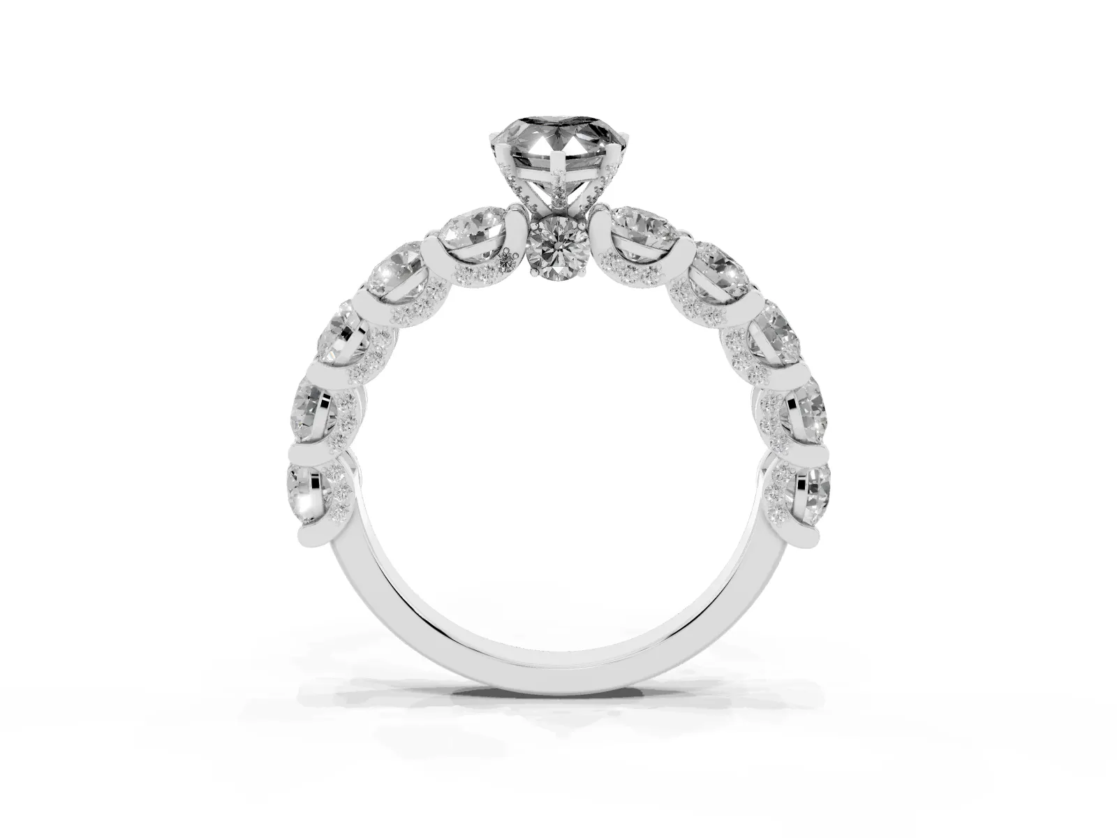 Fancy Black Pear Cut Diamond Side Stone Engagement Ring with Four-Prong Setting White gold
