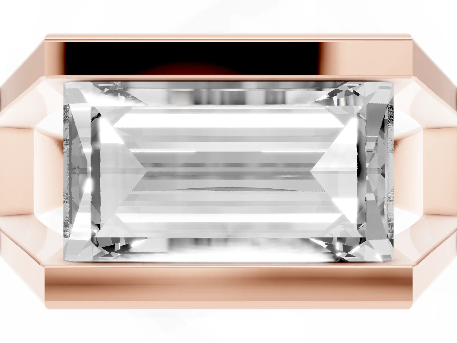 Baguette Diamond Geometric Solitaire Ring Rose gold