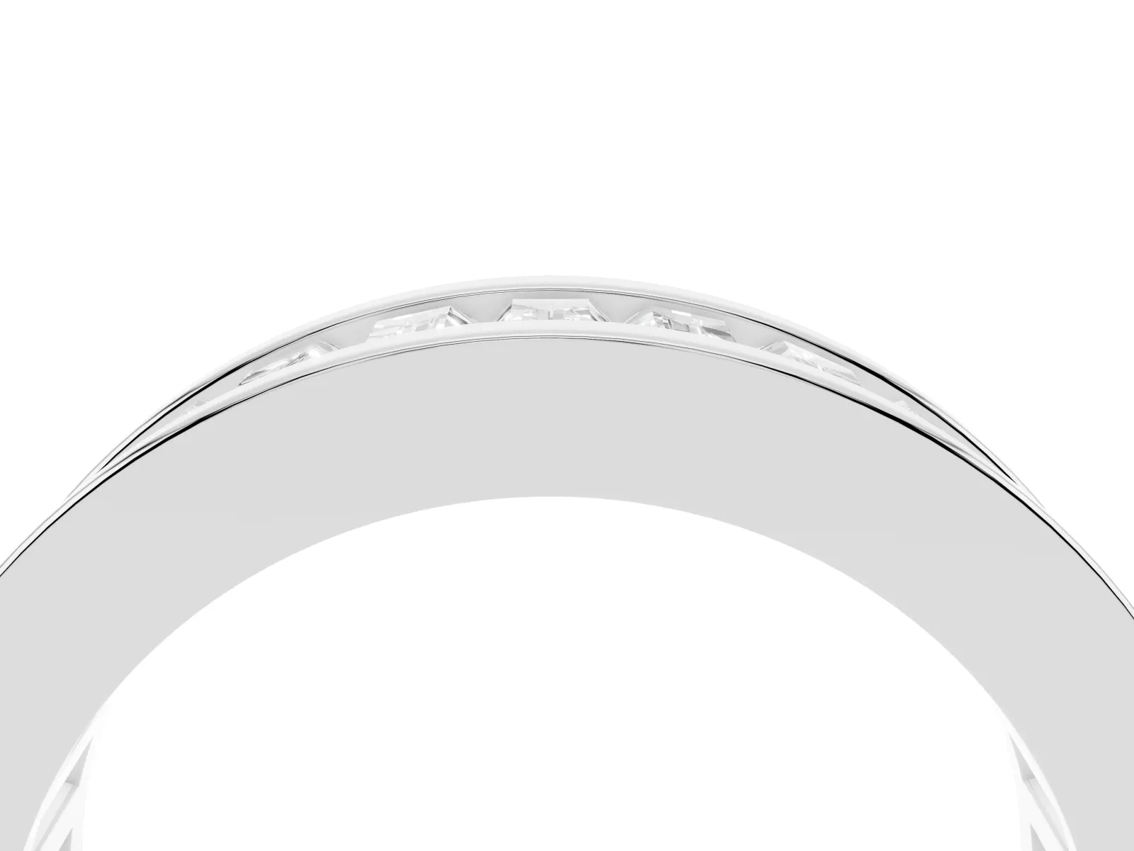 baguette Cut eternity band with channel set Platinum