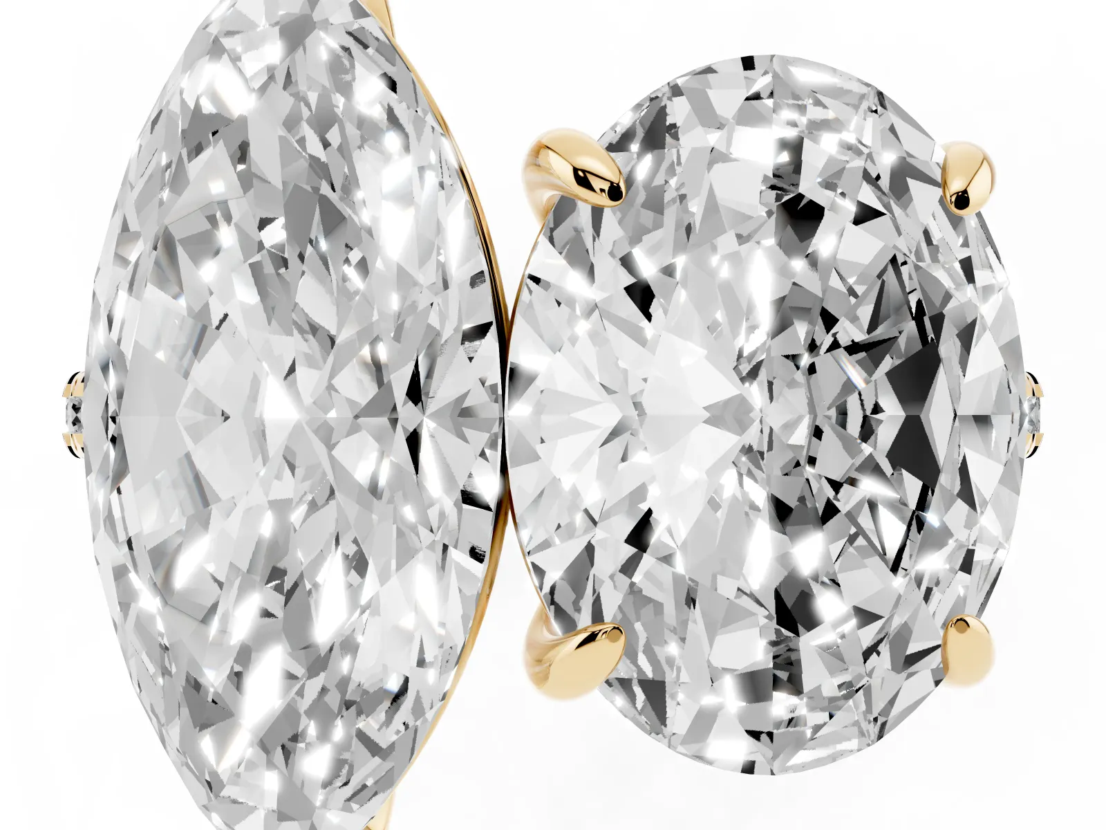 Oval and Marquise Toi Moi Ring with Prong Setting and Pave Band Yellow gold