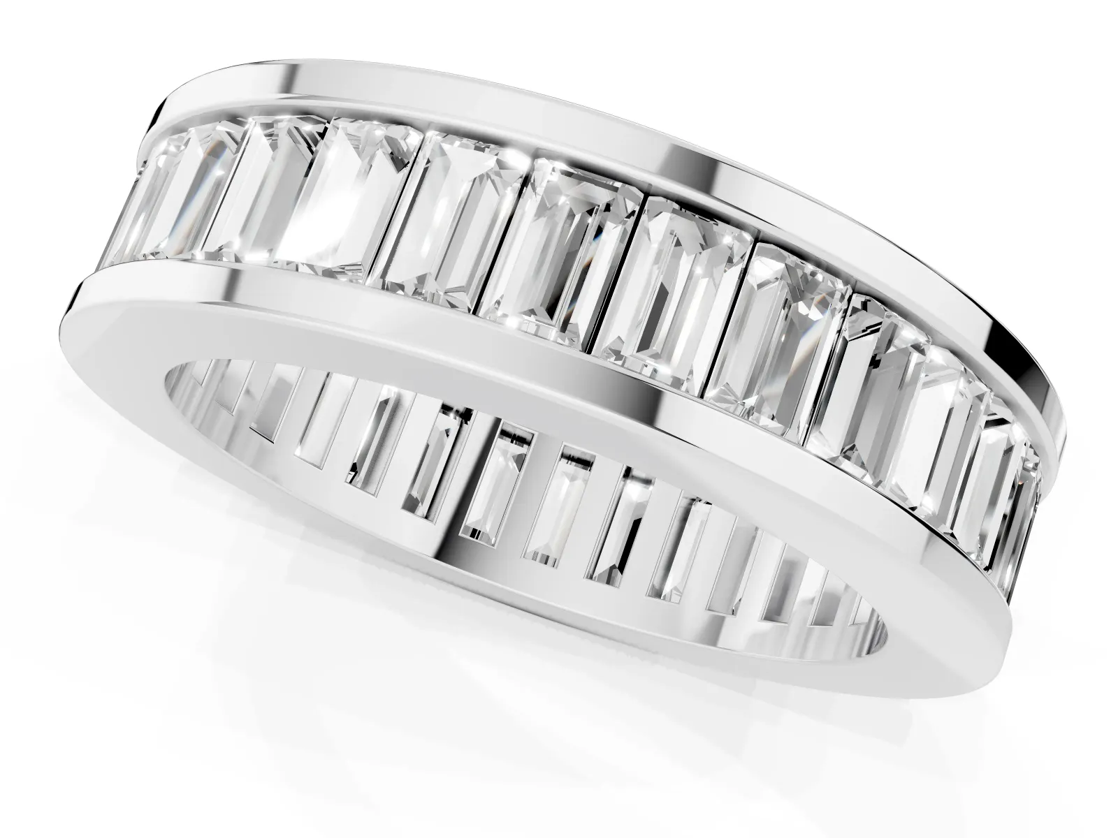 baguette Cut eternity band with channel set Platinum