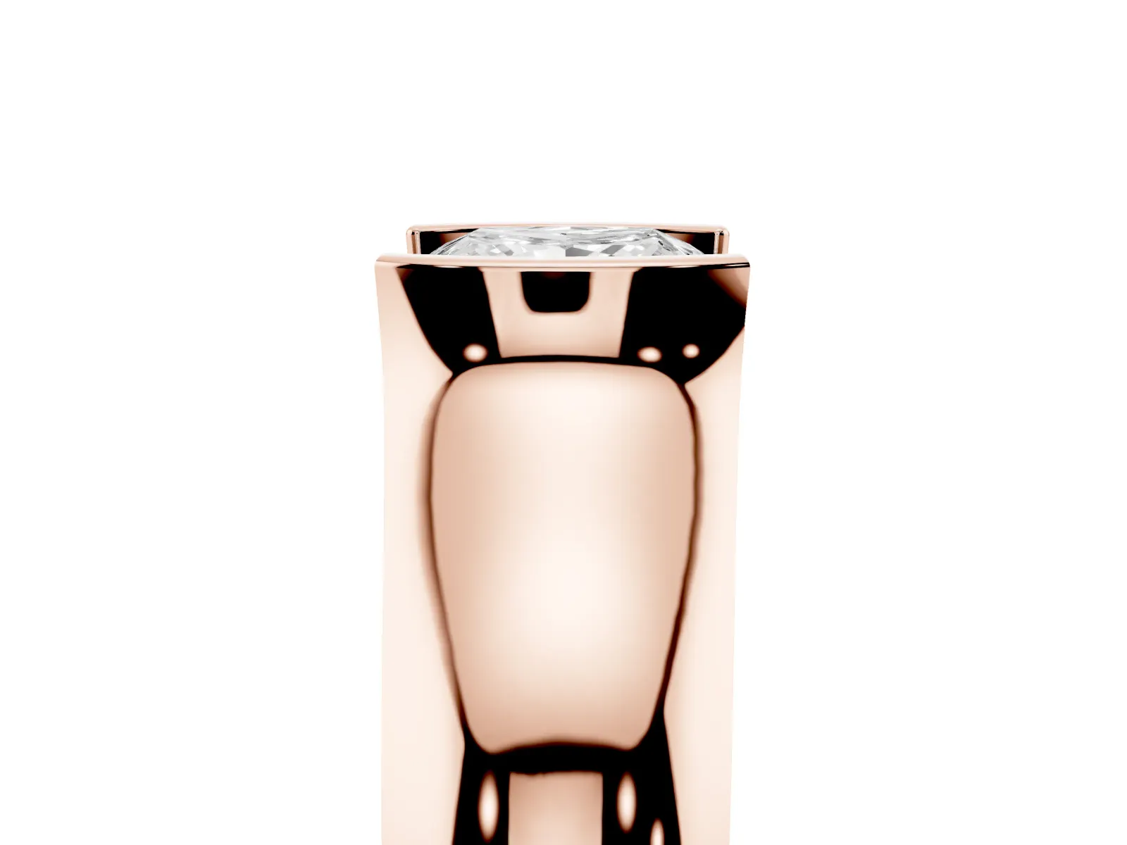 Princess Cut Solitaire Bezel Set Diamond Ring with Wide Band Rose gold