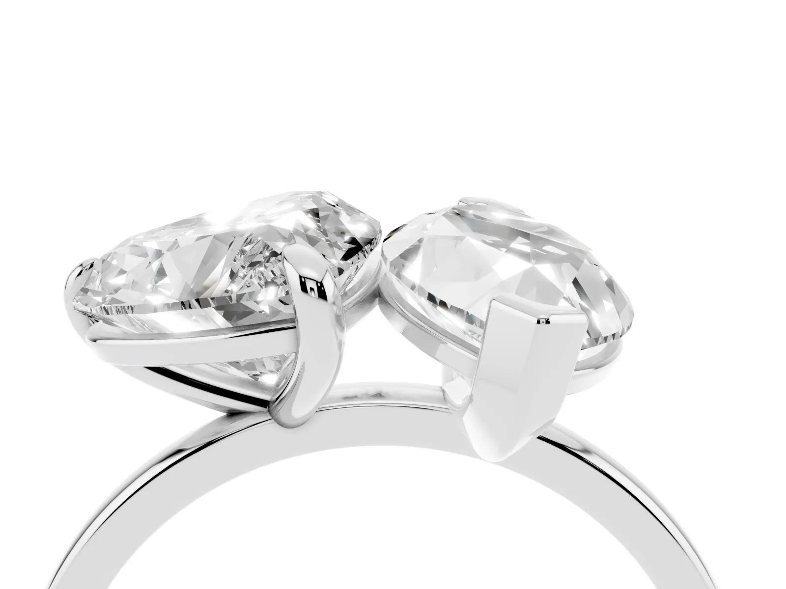 Heart and Marquise Toi Moi Ring with Prong Setting and Micro Pave Band Silver