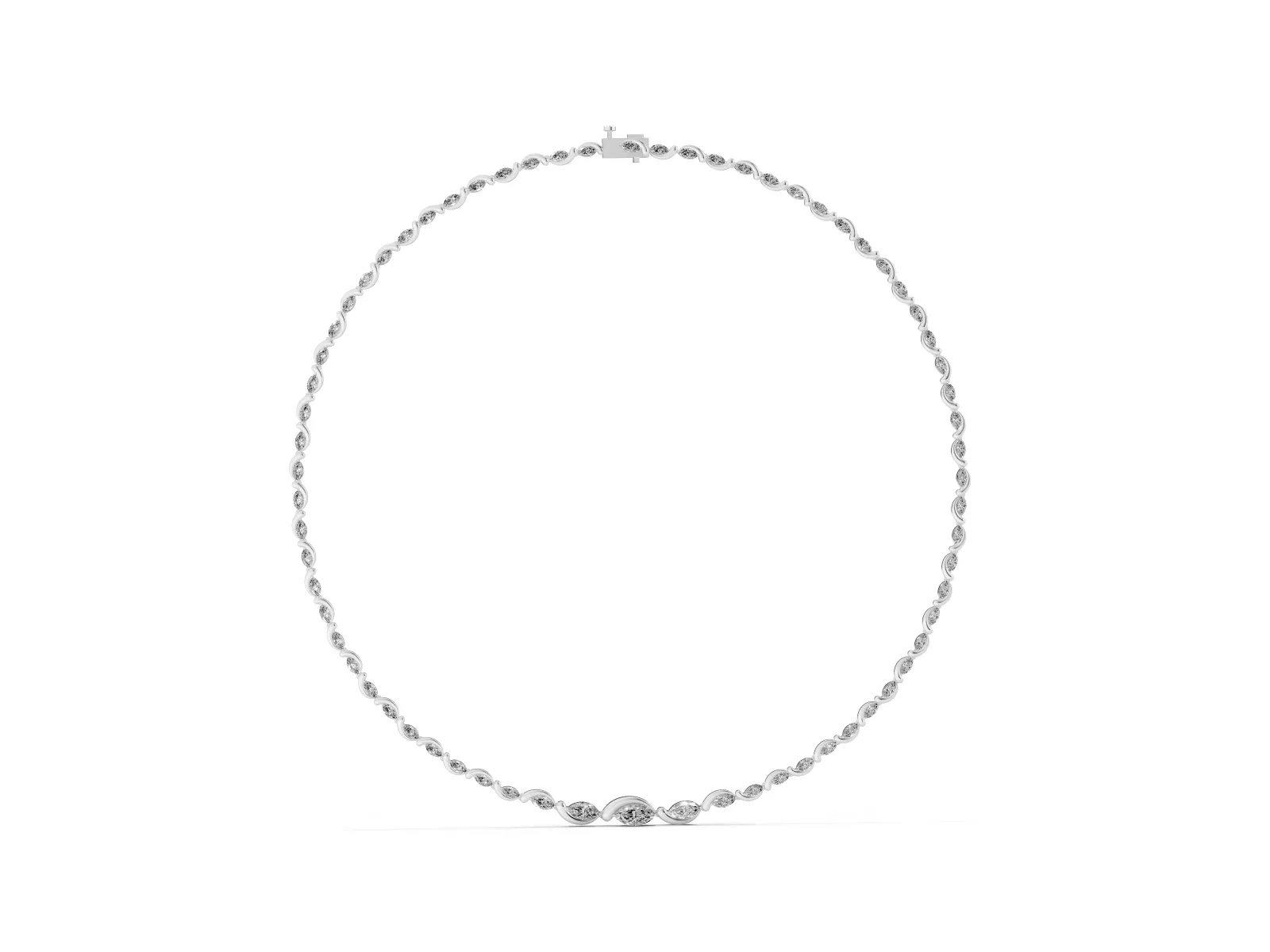 Marquise Diamond Riviera Necklace Silver