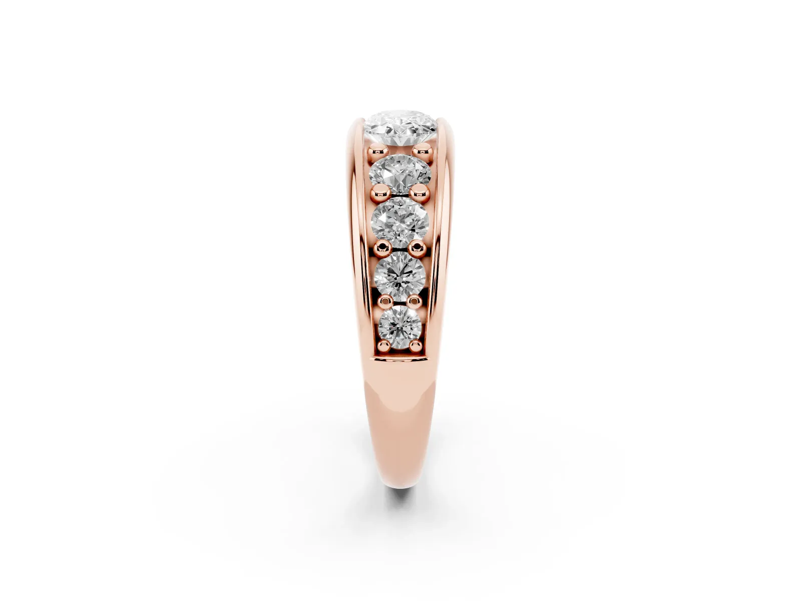 Oval Diamond Mens Ring with Round Diamond Accents Rose gold