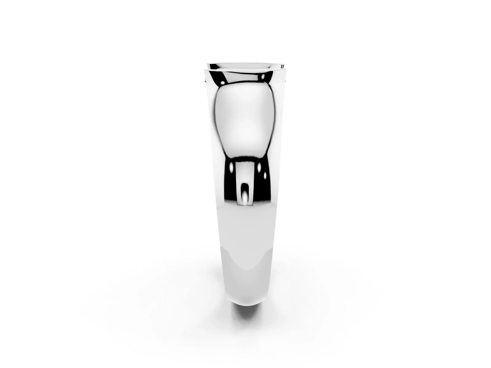 Emerald Cut Solitaire Bezel Set Diamond Ring with Wide Band Platinum