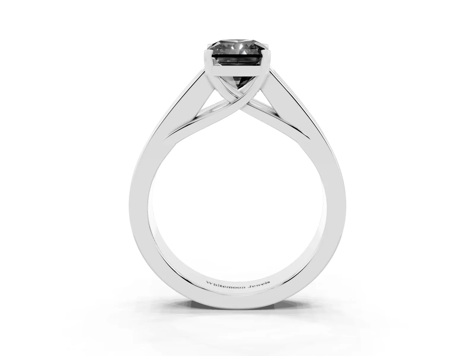 Fancy Black Radiant Cut Cut Channel Set Solitaire Ring with Four-Prong Setting Platinum