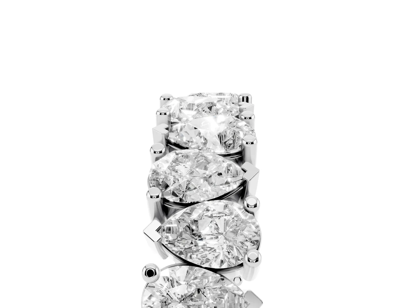 Pear Diamond Shared Prong Eternity Band Platinum