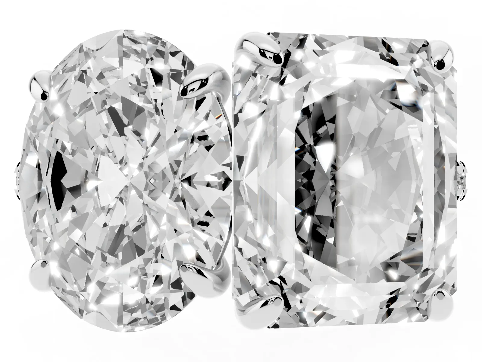 Oval and Radiant Toi Moi Ring with Prong Setting and Pave Band Platinum