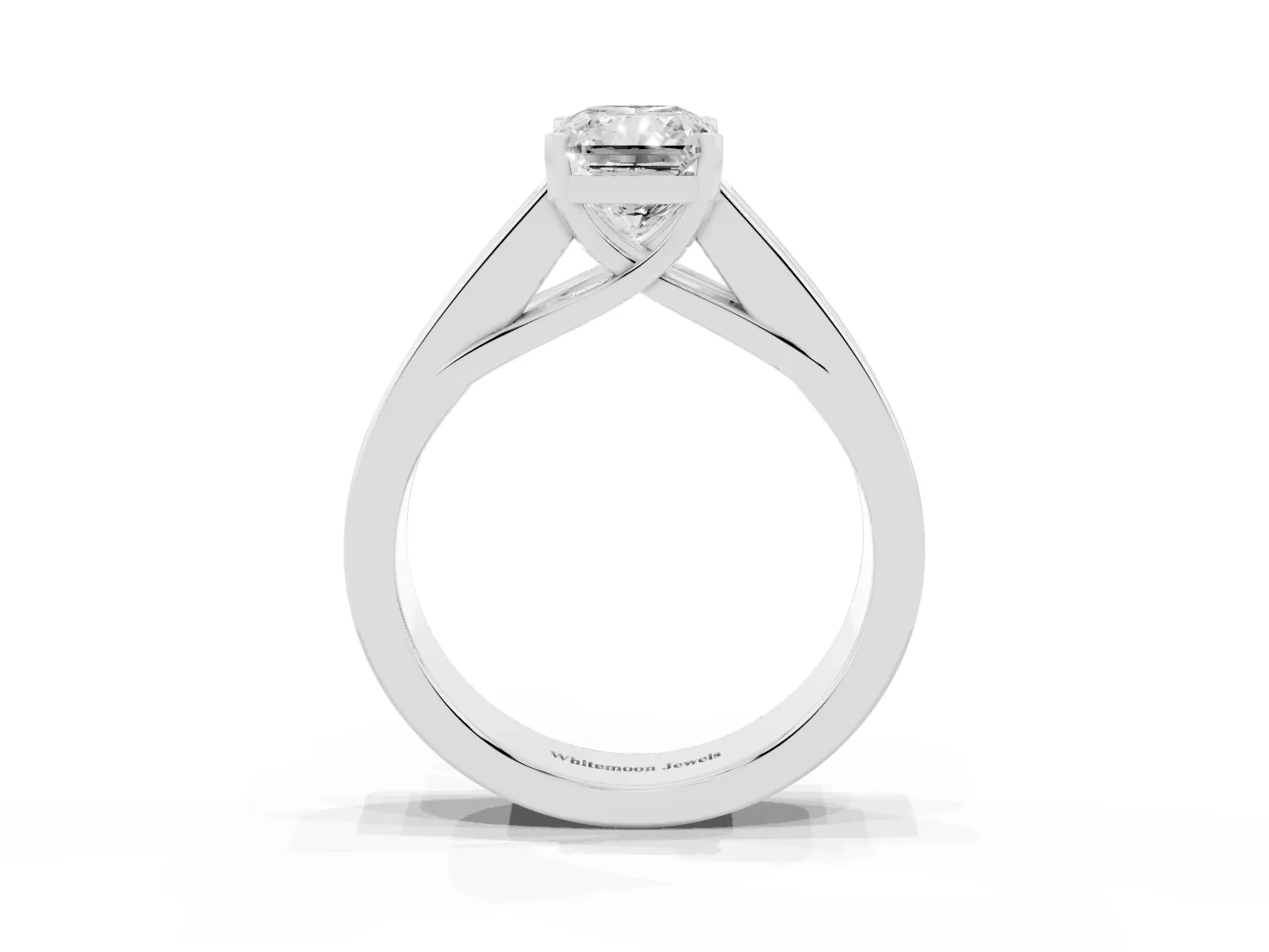 Radiant Cut Cut Channel Set Solitaire Ring with Four-Prong Setting Platinum