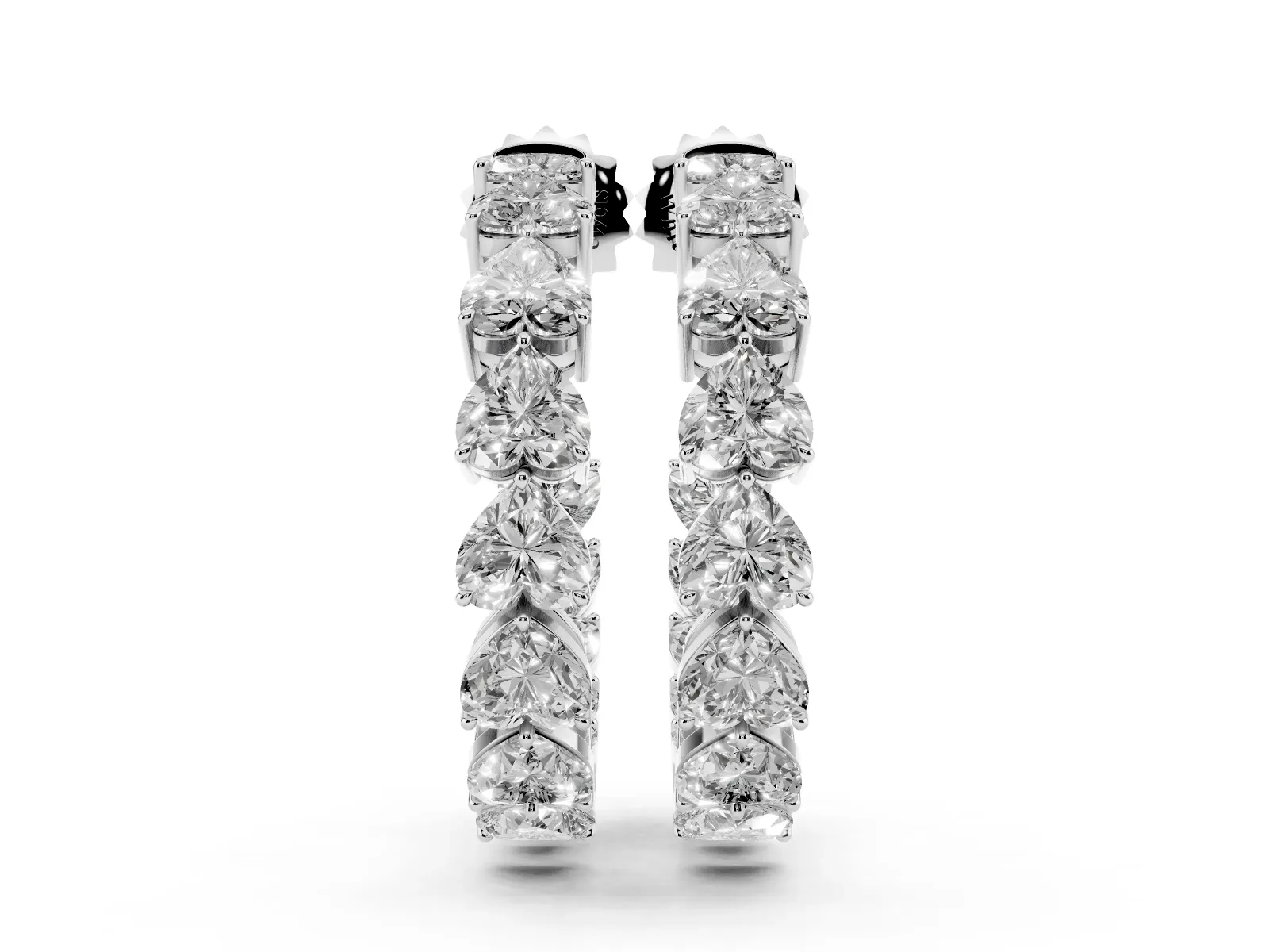 Heart Diamond Huggie Hoop Earrings White gold
