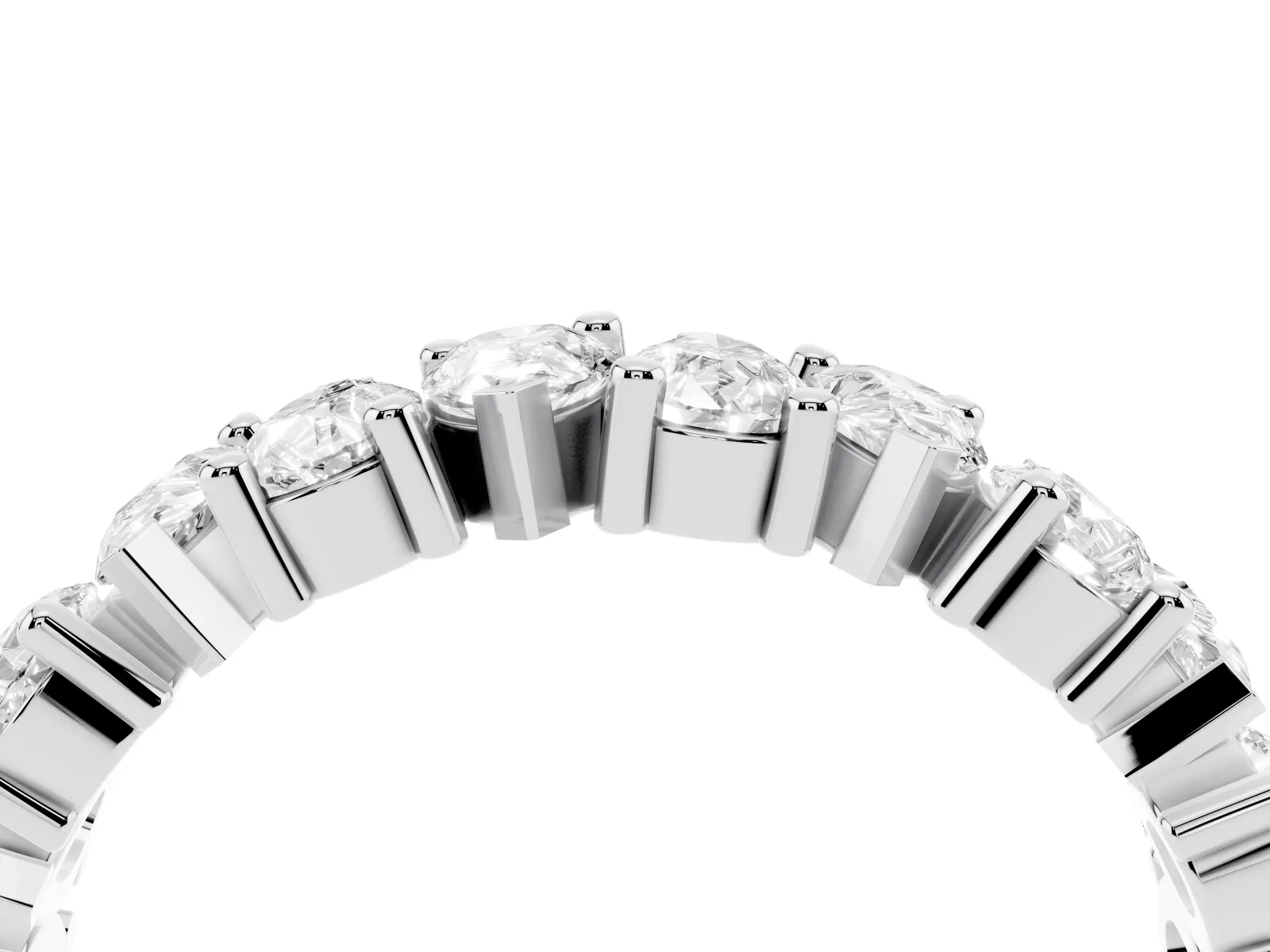 Pear Diamond Shared Prong Eternity Band Platinum