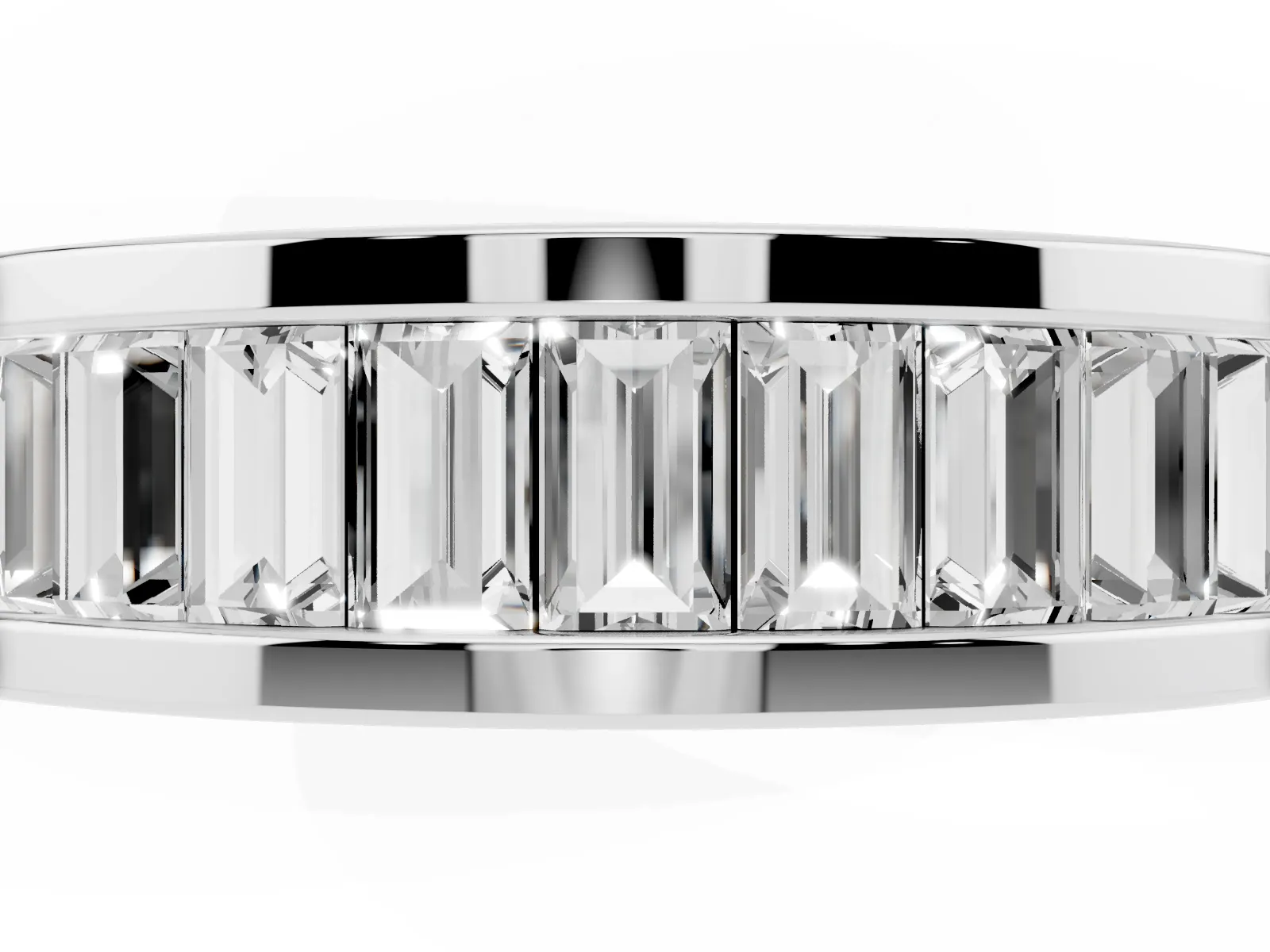 baguette Cut eternity band with channel set Platinum