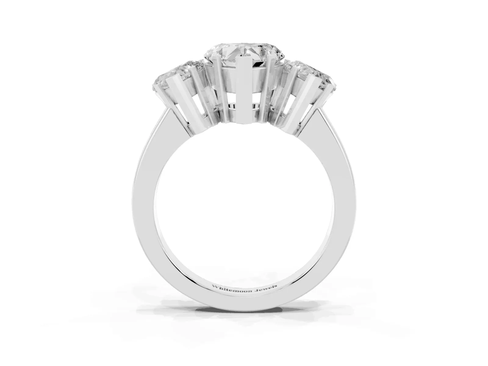 Three-Stone Heart Cut Cut Diamond Ring with Channel Set Band and Four-Prong Setting Platinum