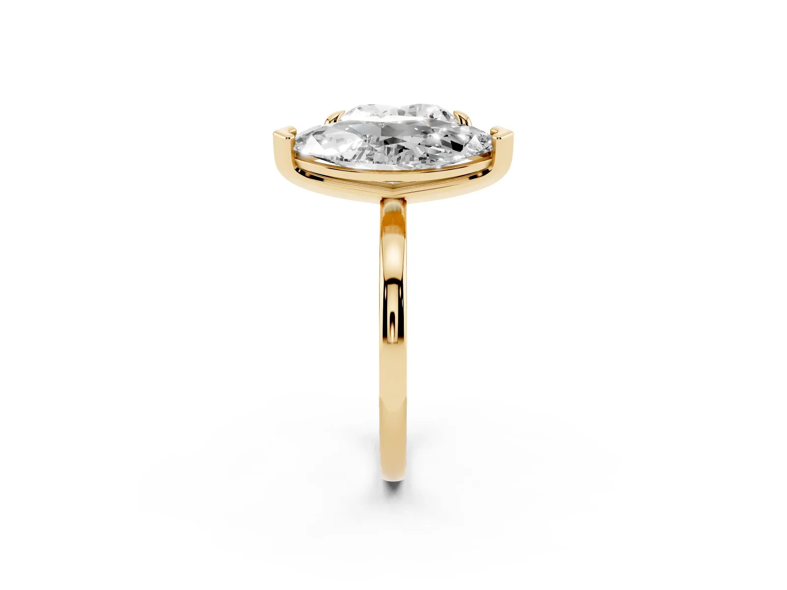 Heart and Marquise Toi Moi Ring with Prong Setting and Micro Pave Band Yellow gold