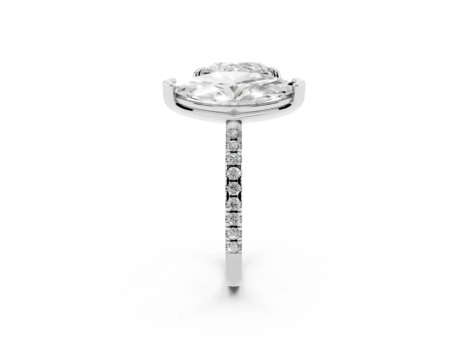 Heart and Marquise Toi Moi Ring with Prong Setting and Pave Band White gold