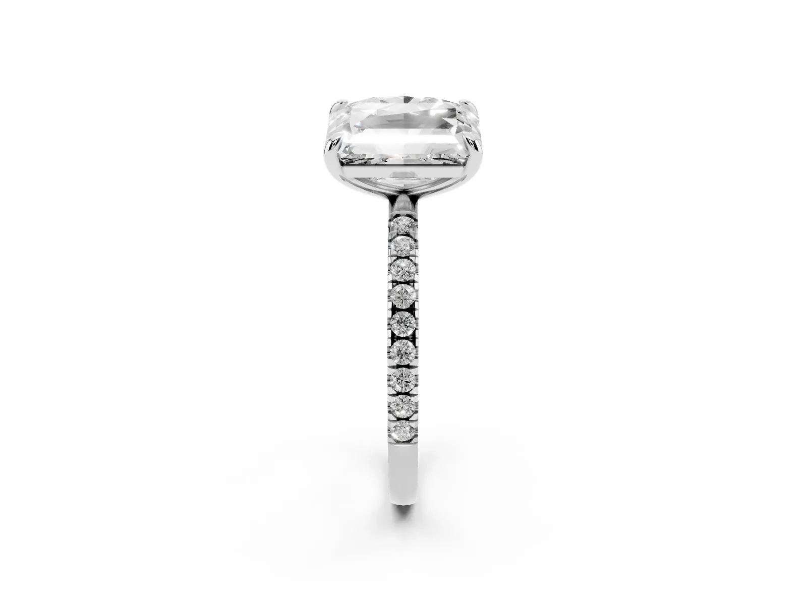 Oval and Radiant Toi Moi Ring with Prong Setting and Pave Band Platinum