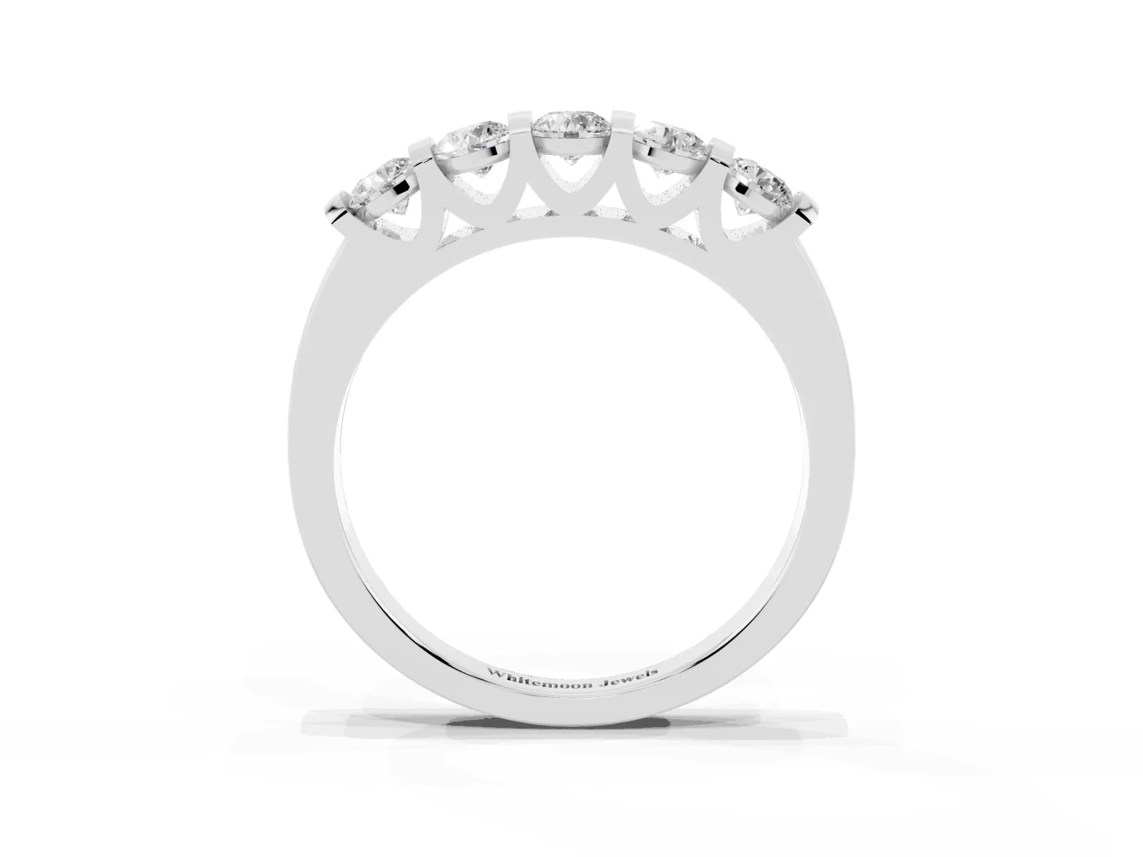 Five-Stone Round Diamond Half-Eternity Bar-Set Ring Silver