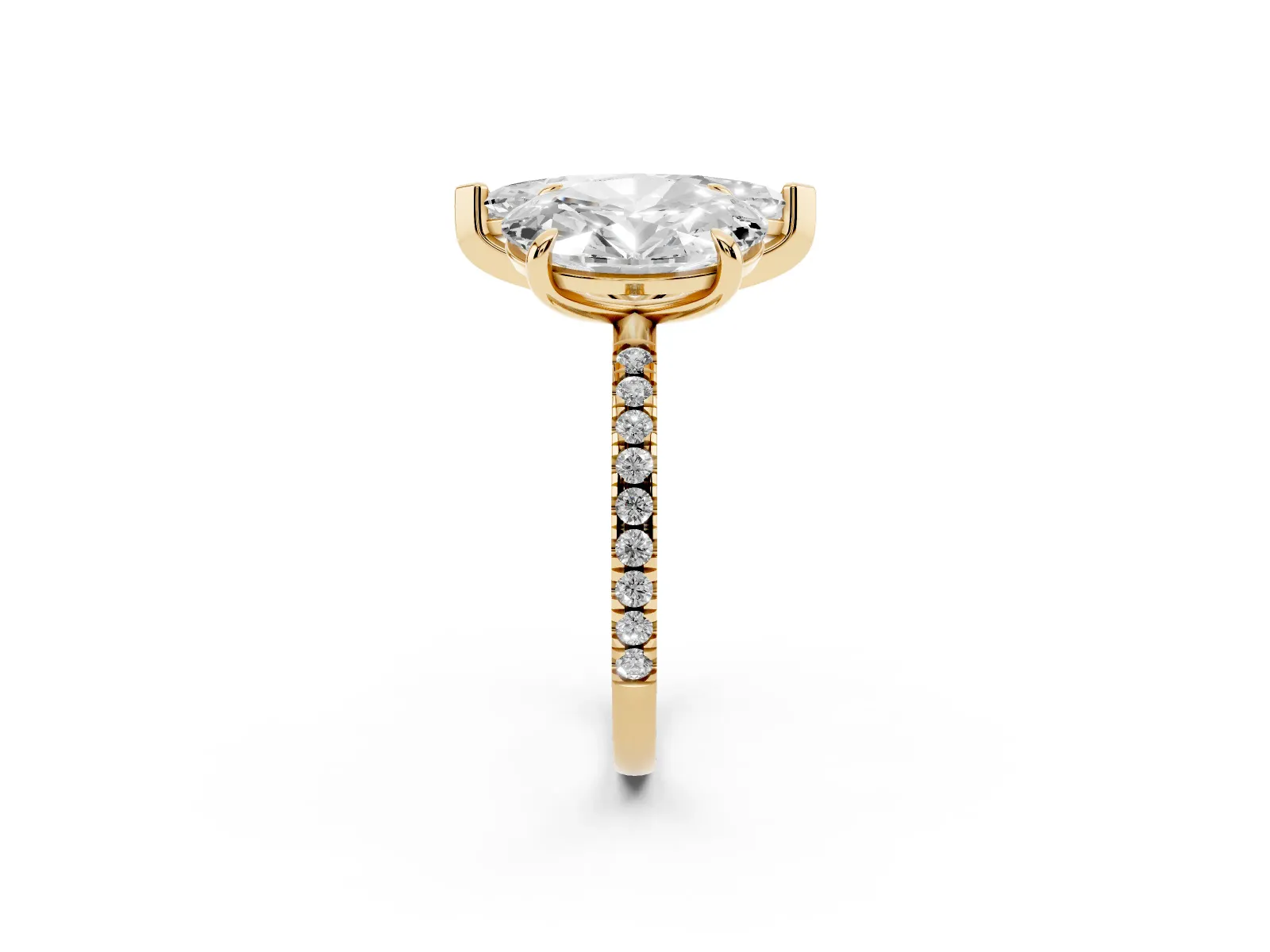 Oval and Marquise Toi Moi Ring with Prong Setting and Pave Band Yellow gold