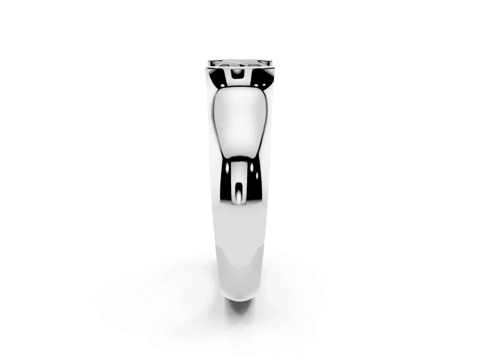 Fancy Black Princess Cut Solitaire Bezel Set Diamond Ring with Wide Band White gold