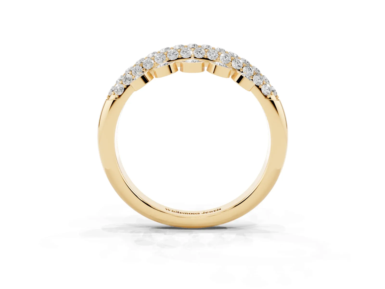 Round Diamond Dangle Promise Ring with Round Diamond Pavé Yellow gold