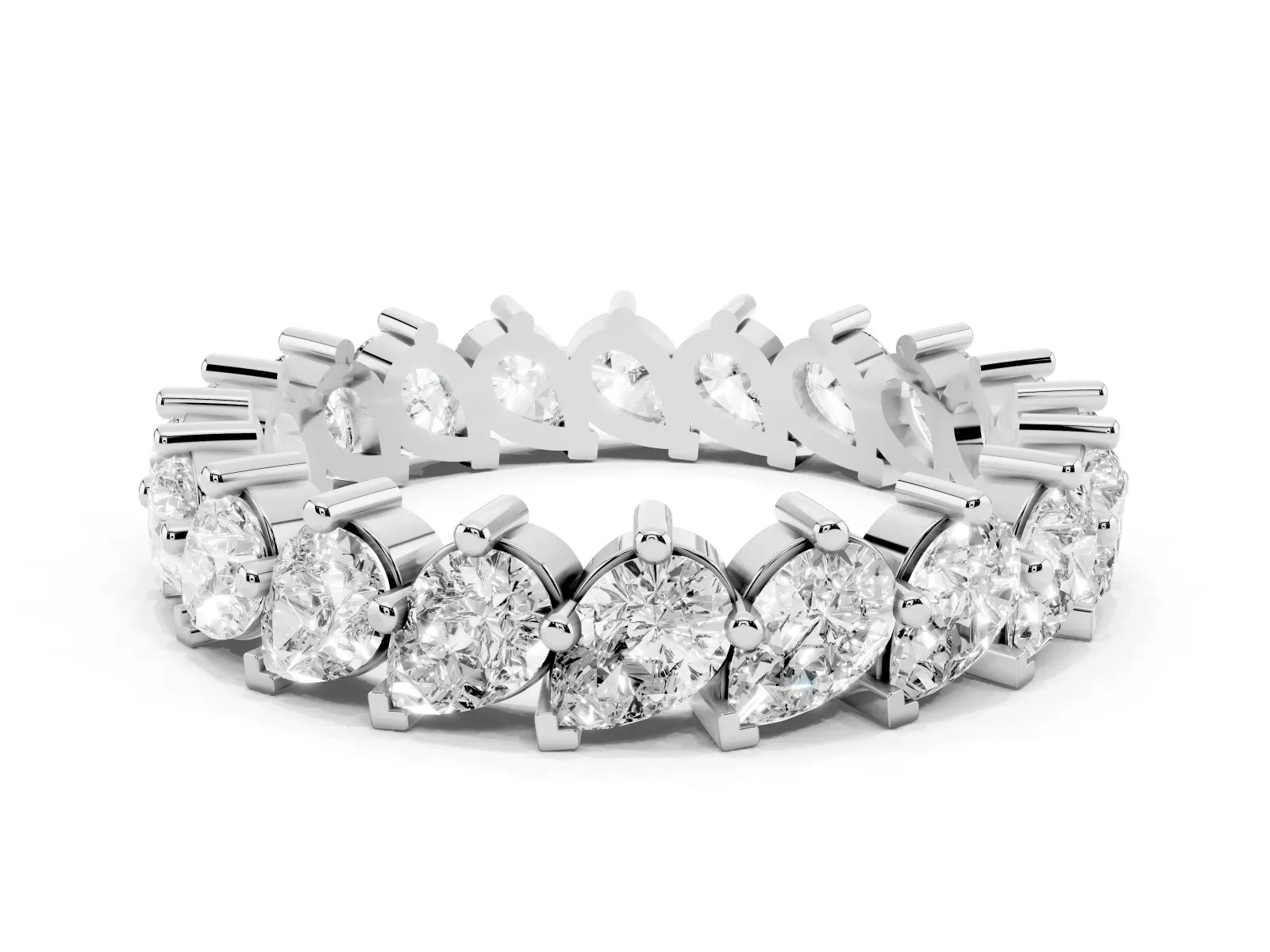 Pear Diamond Full Eternity Band with Shared Prong Setting Platinum