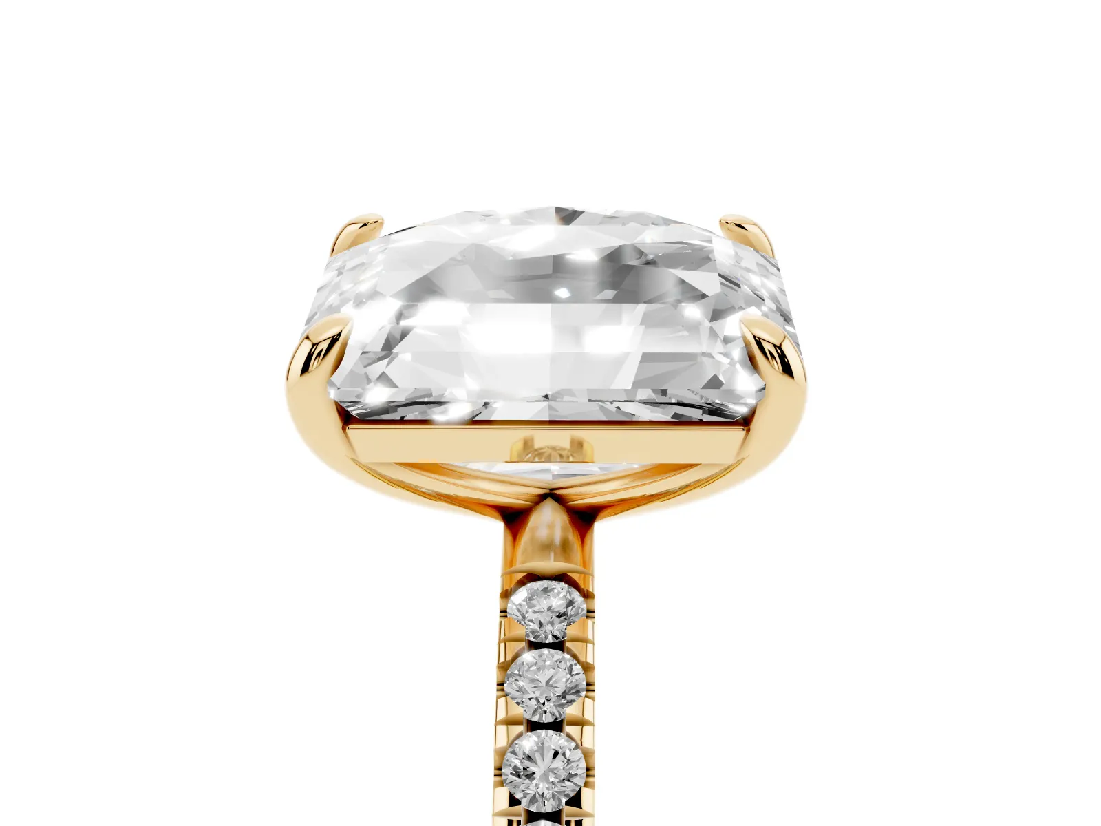Oval and Radiant Toi Moi Ring with Prong Setting and Pave Band Yellow gold