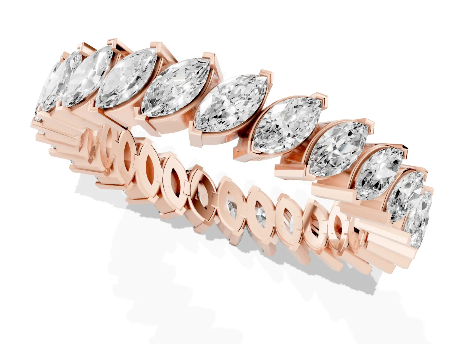 Marquise Diamond Shared Prong Full Eternity Band Rose gold
