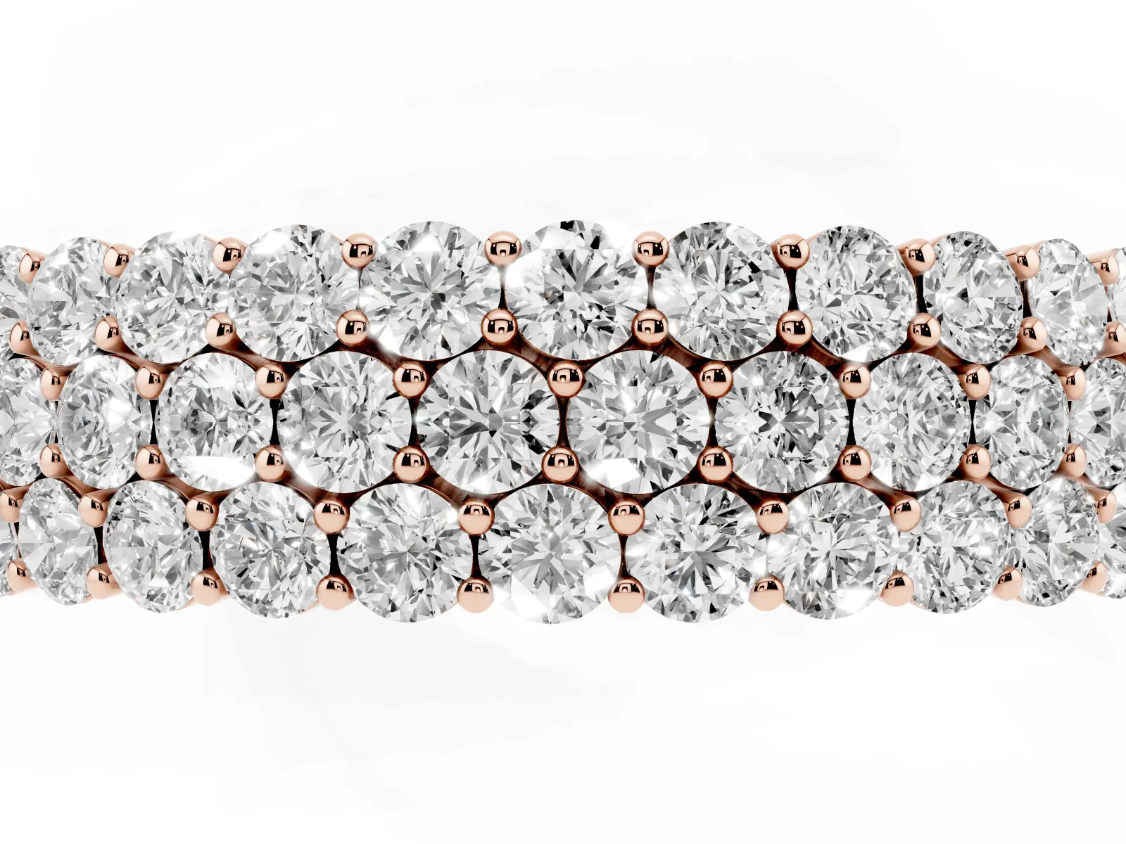 Round Diamond Checkerboard Pavé Promise Ring with Round Diamond Accents Rose gold