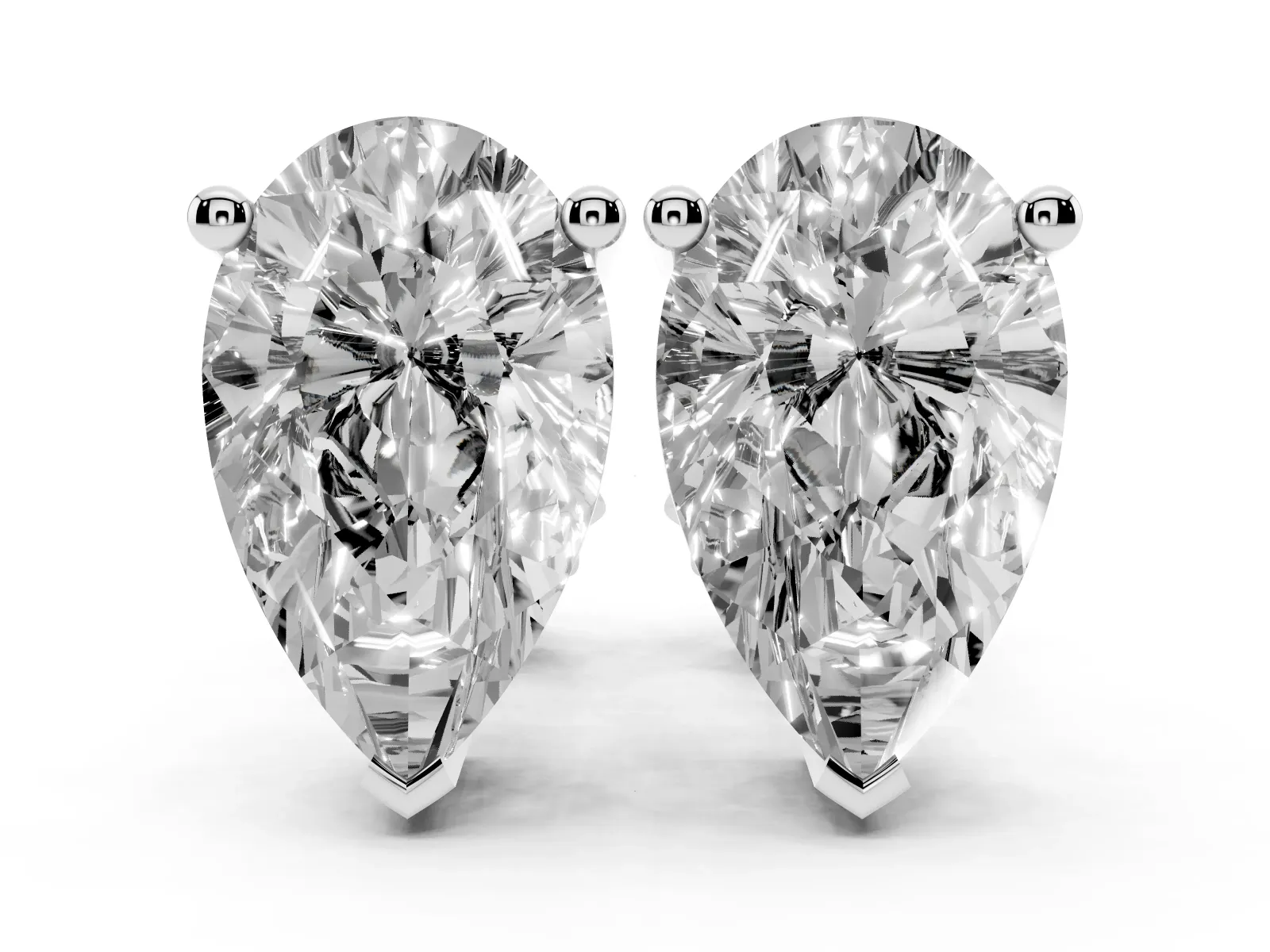 Pear Cut Diamond Stud Earrings Platinum