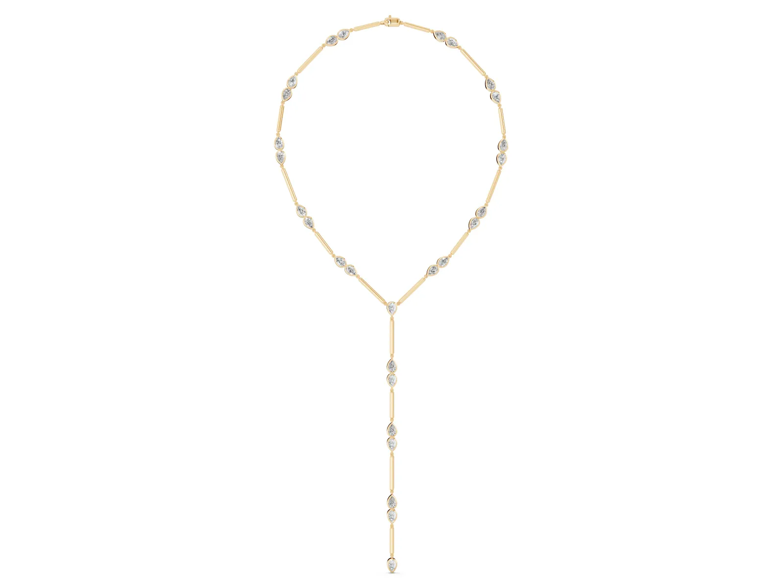 Pear Diamond Lariat Necklace with Station Accents Yellow gold